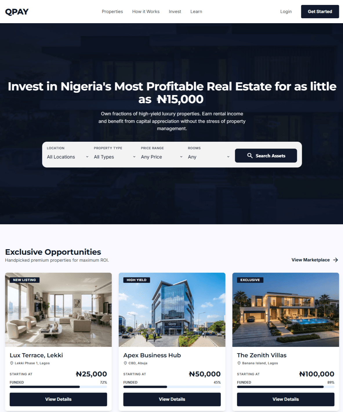 Qpay Fractional Real Estate Dashboard